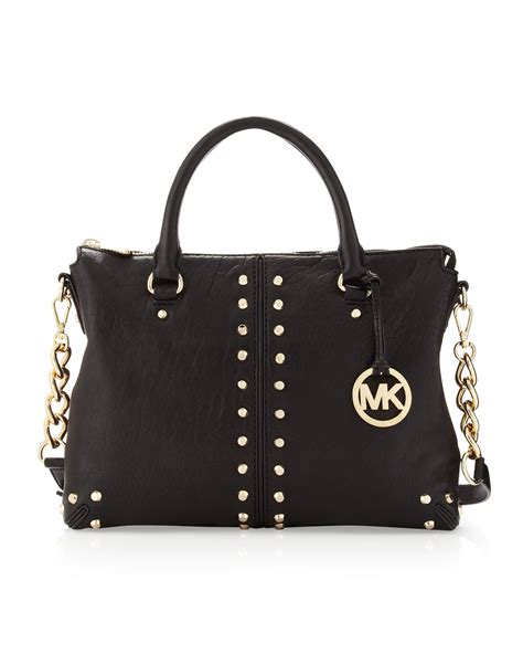 michael kors black shoulder purse|michael kors black studded handbag.